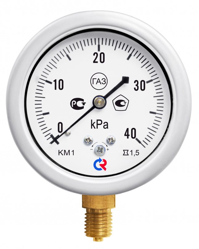 Манометр низких давлений газа РОСМА КМ-12Р (0-10кПа) М12х1,5 2,5 Манометры