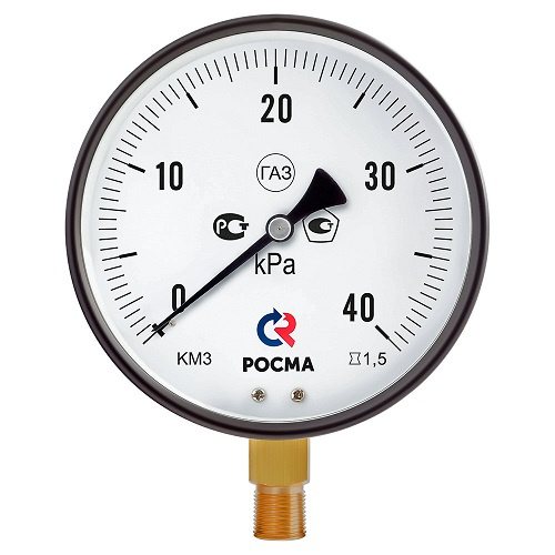 Манометр низких давлений газа РОСМА КМ-31Р (0-2,5кПа) М20х1,5 1,5 Манометры