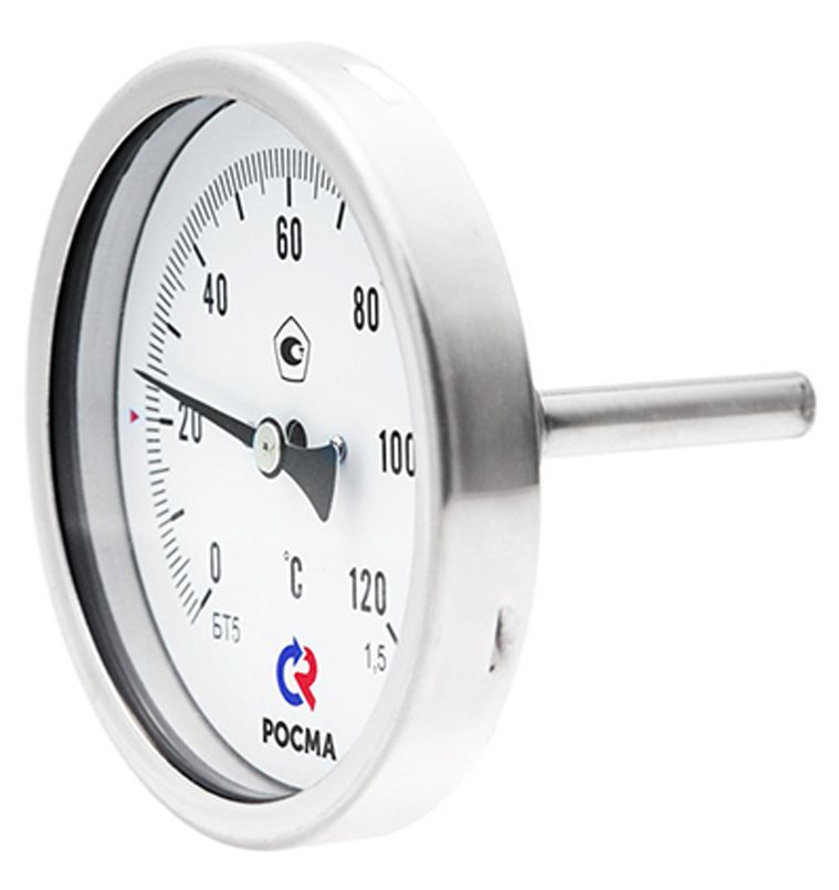 Термометр коррозионностойкий осевой РОСМА БТ-51.220 (0…120С) G1/2.100.1,5 Термометры #1