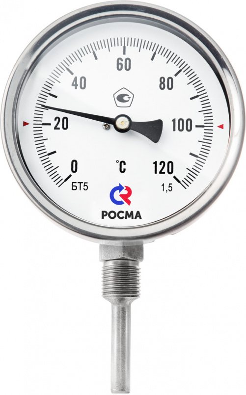 Термометр коррозионностойкий радиальный РОСМА БТ-52.220 (-30...+70С) G1/2.100.1,5 Термометры #1